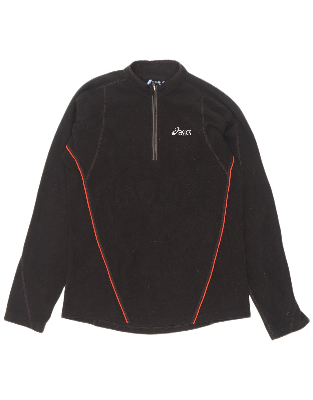 Asics Herren-Fleecepullover mit Reißverschluss am Hals, Größe S, Schwarz, Polyester