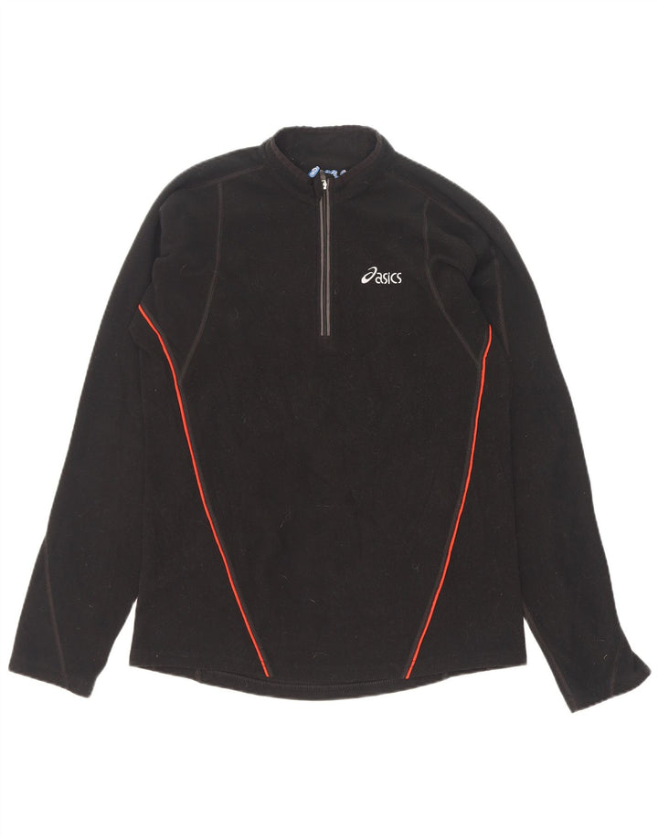 Asics Herren-Fleecepullover mit Reißverschluss am Hals, Größe S, Schwarz, Polyester