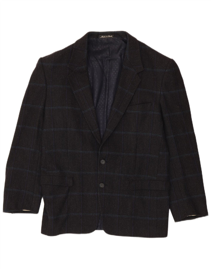 Weekend Herren-Blazer mit 2 Knöpfen, IT 48, mittelschwarz kariert, Schurwolle