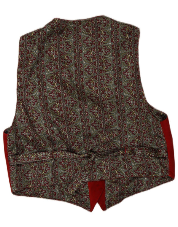 Vintage Damen Crop Wildleder Weste UK 14 Groß Rot Retro