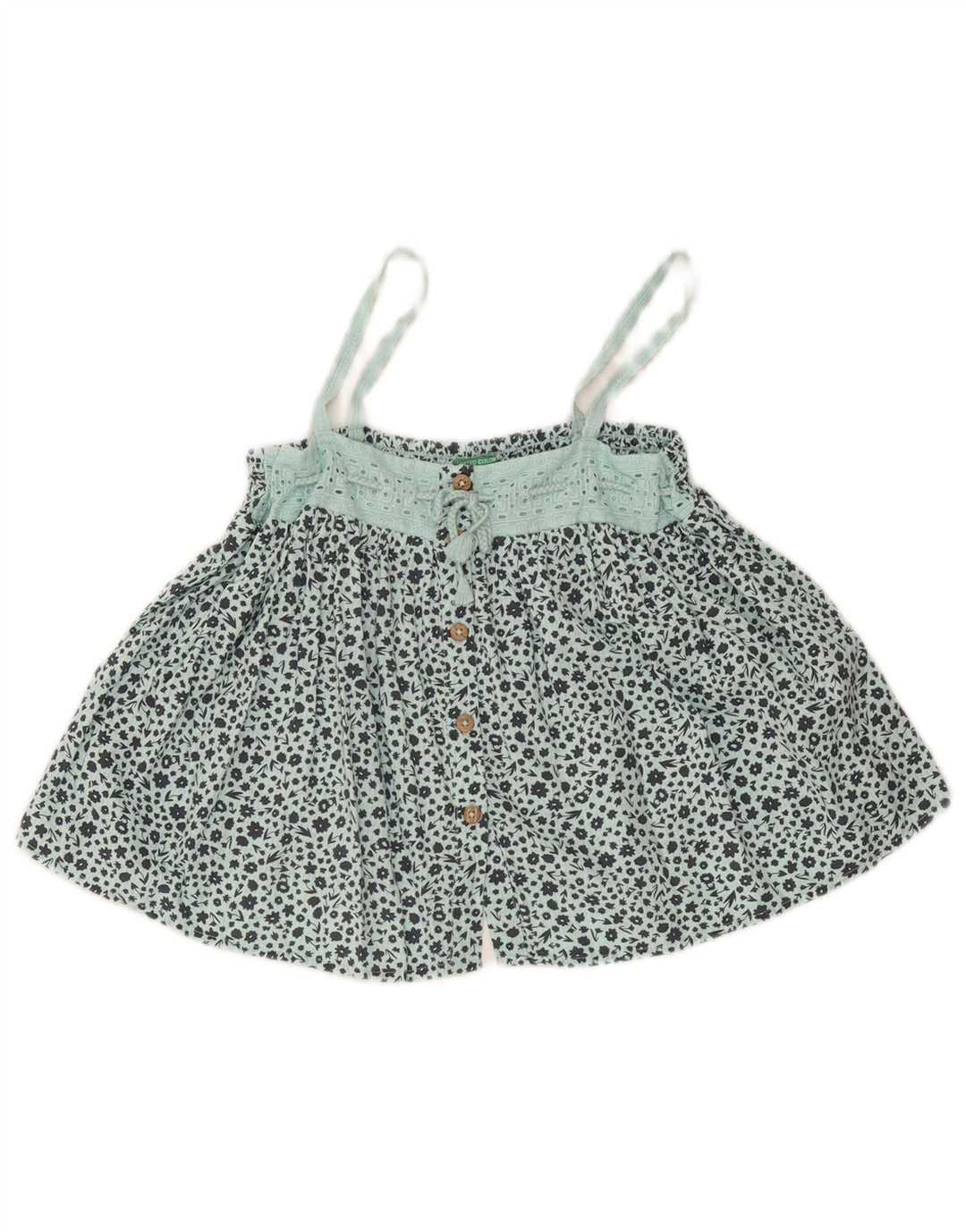 Benetton Mädchen-Cami-Top, 2–3 Jahre, türkisfarbenes Blumenmuster