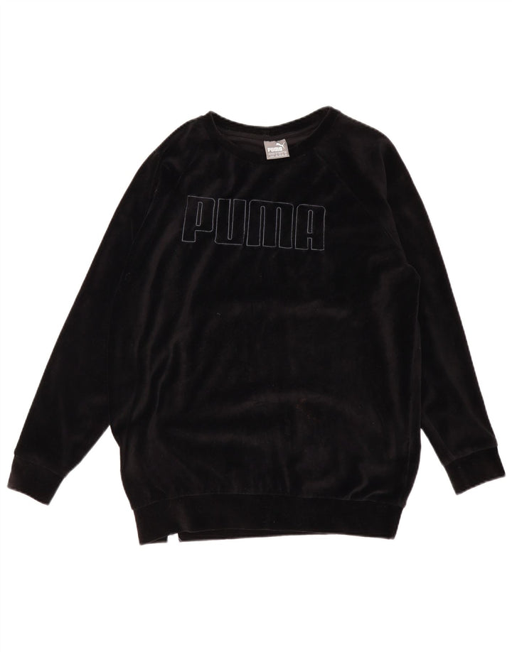 PUMA Damen-Sweatshirt in Übergröße mit Grafik, UK 12, mittelschwarz, Baumwolle