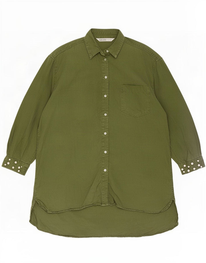Zara Damen Z1975 Übergroßes Etuikleid UK 14 Mittelgrün