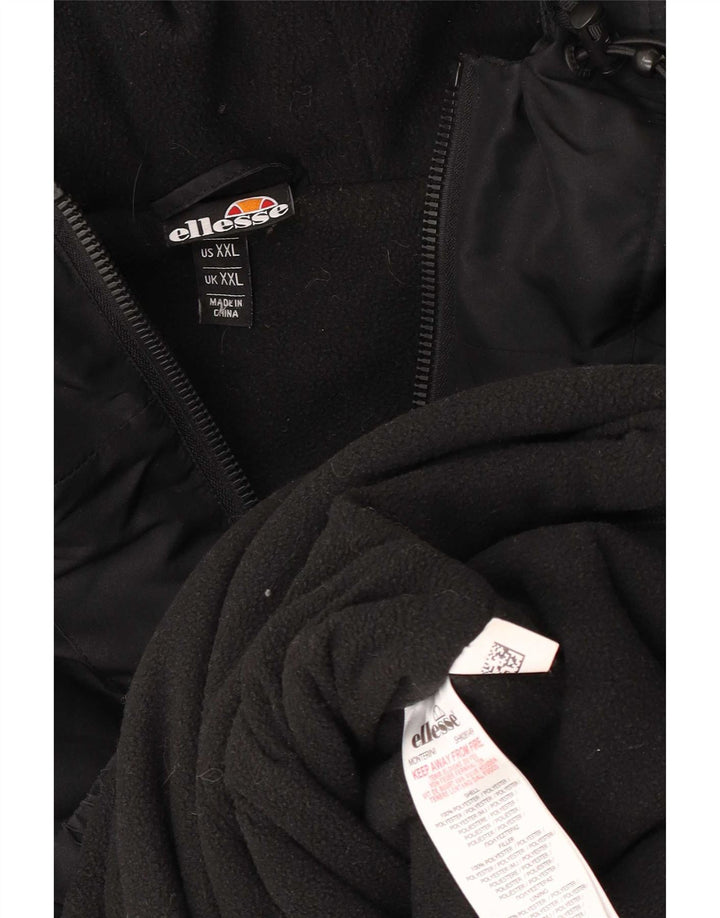 Ellesse Mens Graphic Hooded Anorak Jacket UK 44 2XL Schwarz Polyester