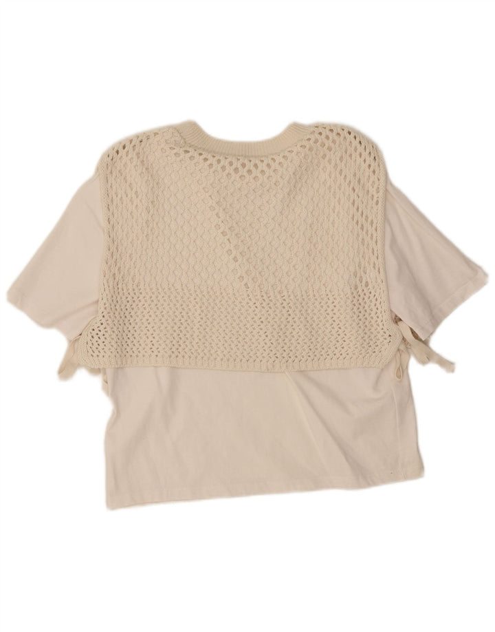Zara Damen Bluse Top UK 12 Mittelweiß
