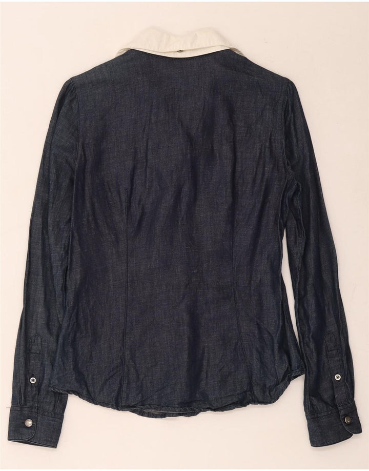 Marlboro Classics Damen-Pullover-Hemd, EU 38, mittelmarineblaue Baumwolle