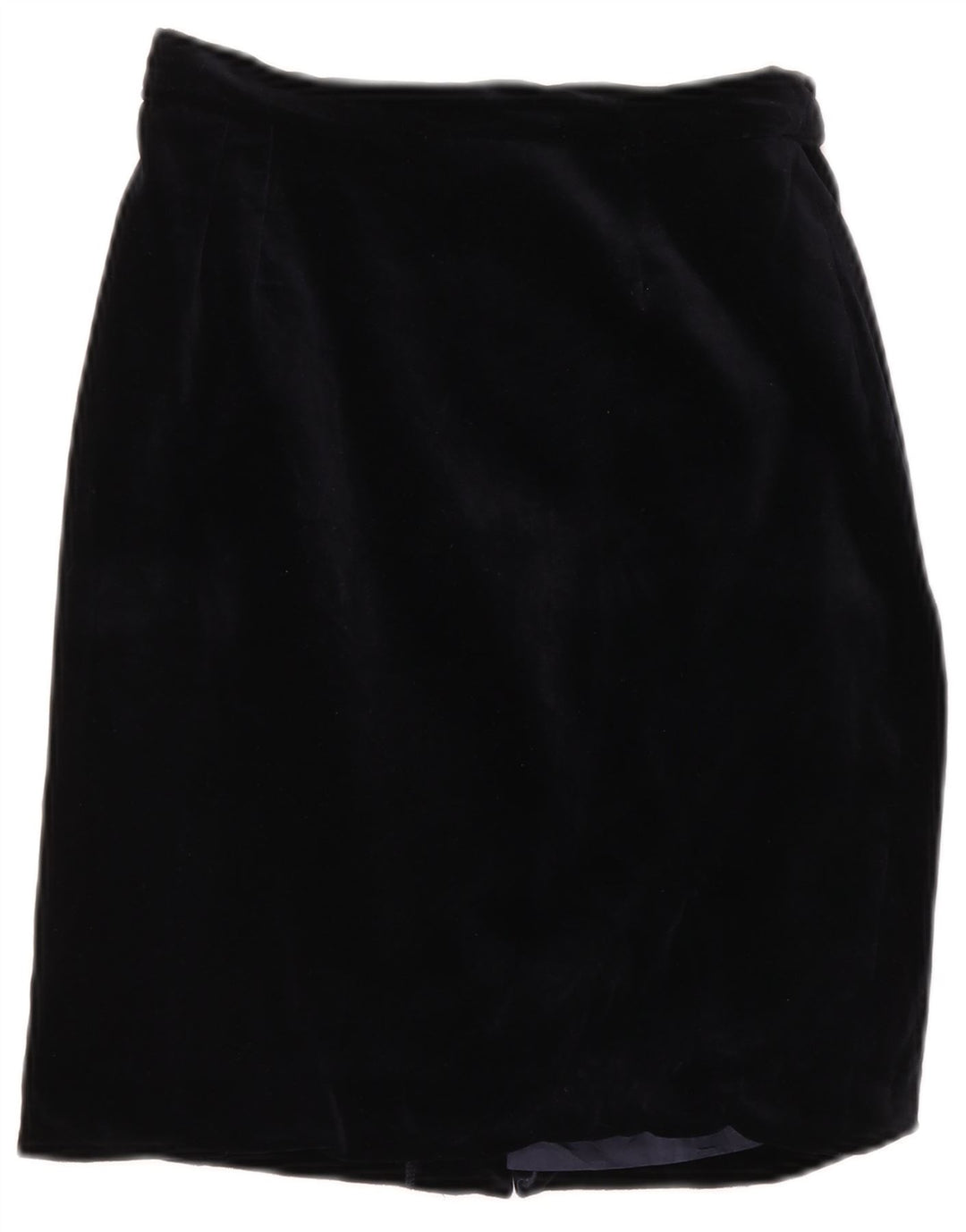 VINTAGE Damen Samt Bleistiftrock mit hoher Taille IT 42 Medium W26 Marineblau