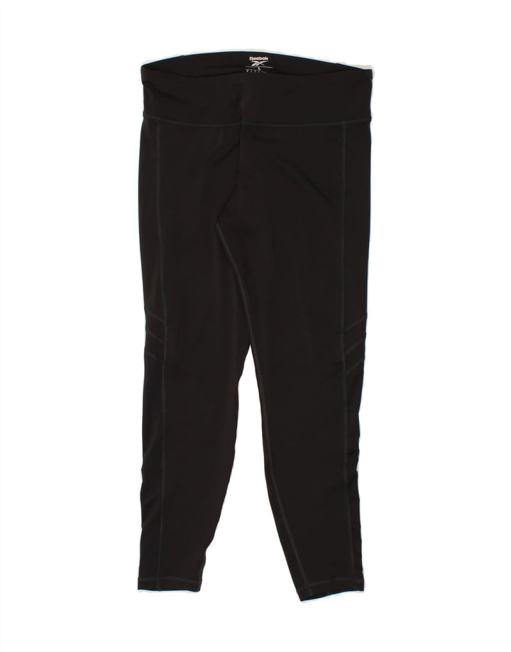 REEBOK Womens Leggings UK 16/18 Large  Black Vintage Reebok and Second-Hand Reebok from Messina Hembry 