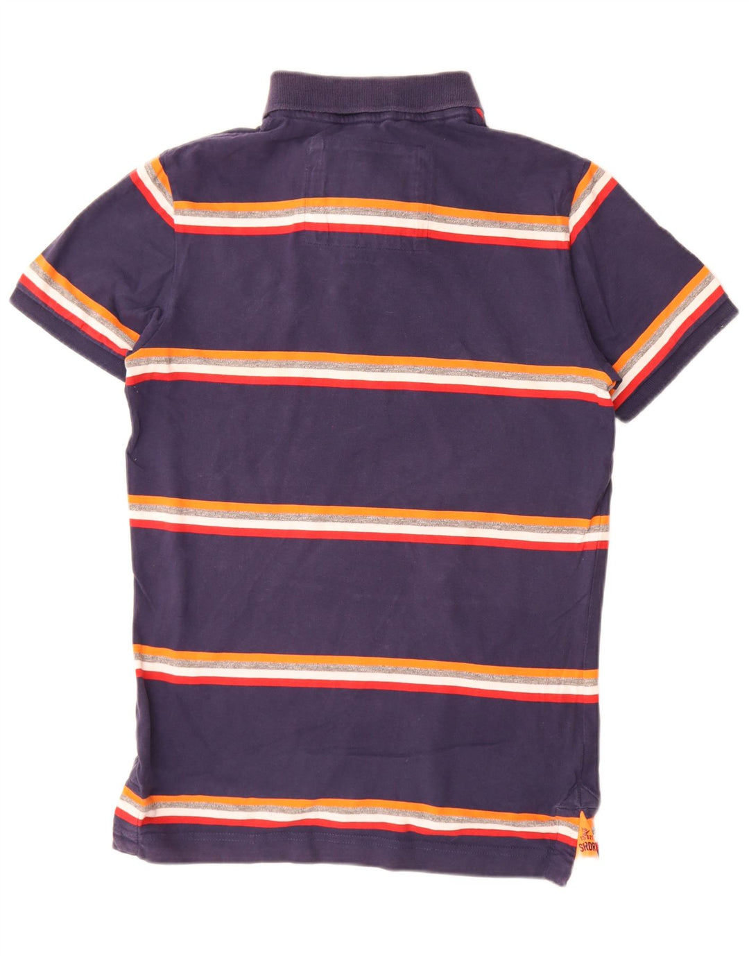Superdry Herren-Rugby-Poloshirt aus mittelblauer, gestreifter Baumwolle