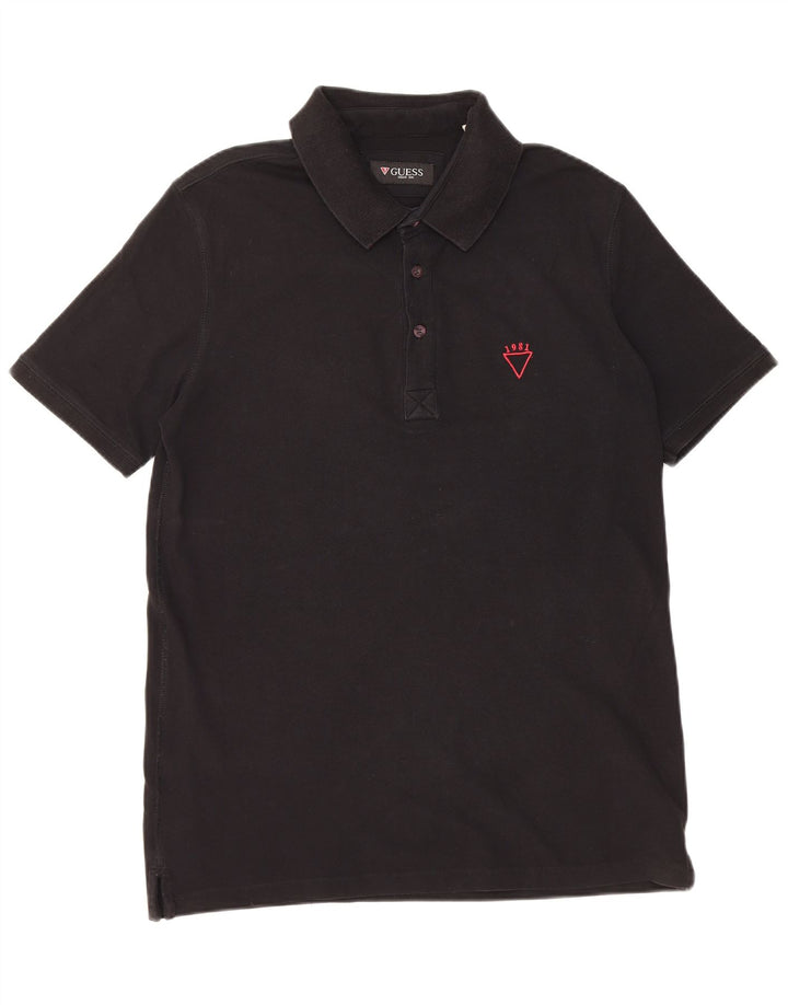 Guess Herren-Poloshirt, groß, aus schwarzer Baumwolle