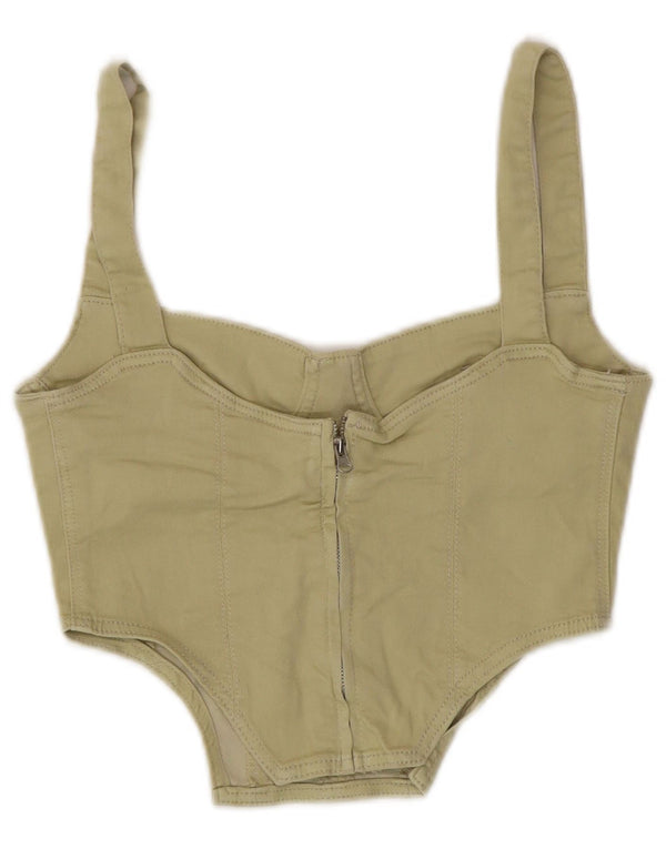 Zara Damen Korsett-Oberteil UK 8 Small Khaki Baumwolle