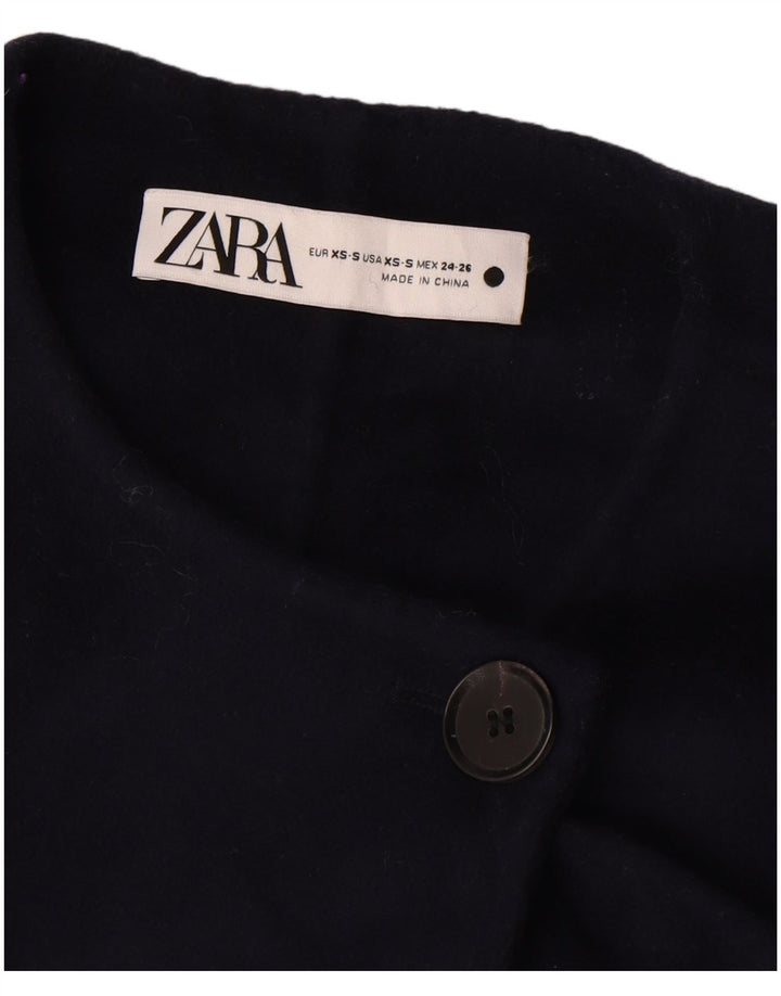 Zara Damen Longline-Übergroße Weste UK 6 XS Marineblaue Wolle