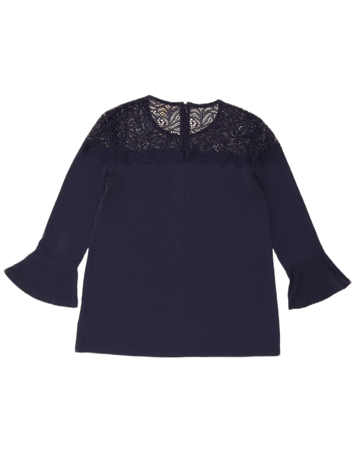 MICHAEL KORS Damen Top 3/4 Ärmel UK 14 Medium Marineblau Polyester