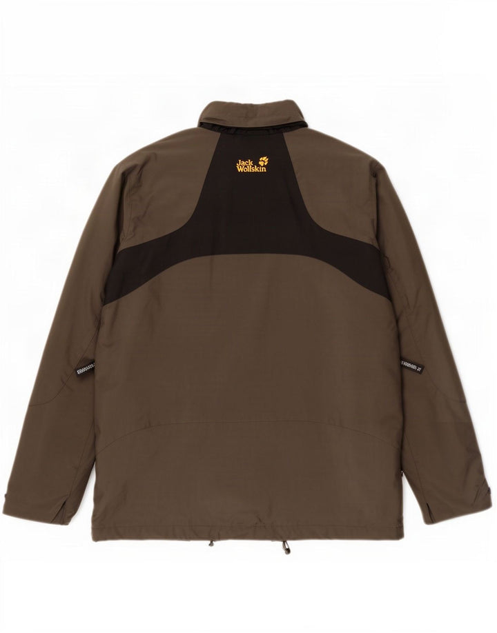 Jack Wolfskin Herren Regenjacke UK 36/38 Mittelgraues Colourblock-Polyamid