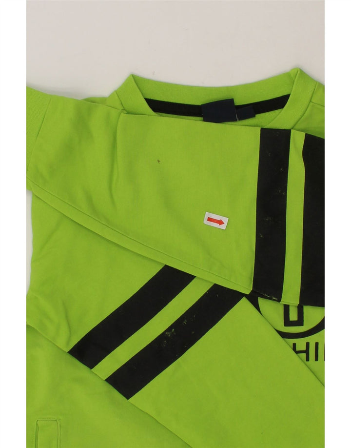 SERGIO TACCHINI Boys Graphic Sweatshirt Jumper 5-6 Years Green Striped Vintage Sergio Tacchini and Second-Hand Sergio Tacchini from Messina Hembry 