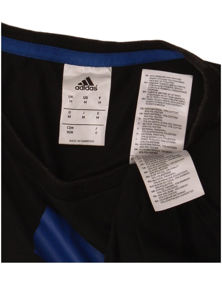 ADIDAS Herren Grafik T-Shirt Top Medium Schwarz Baumwolle