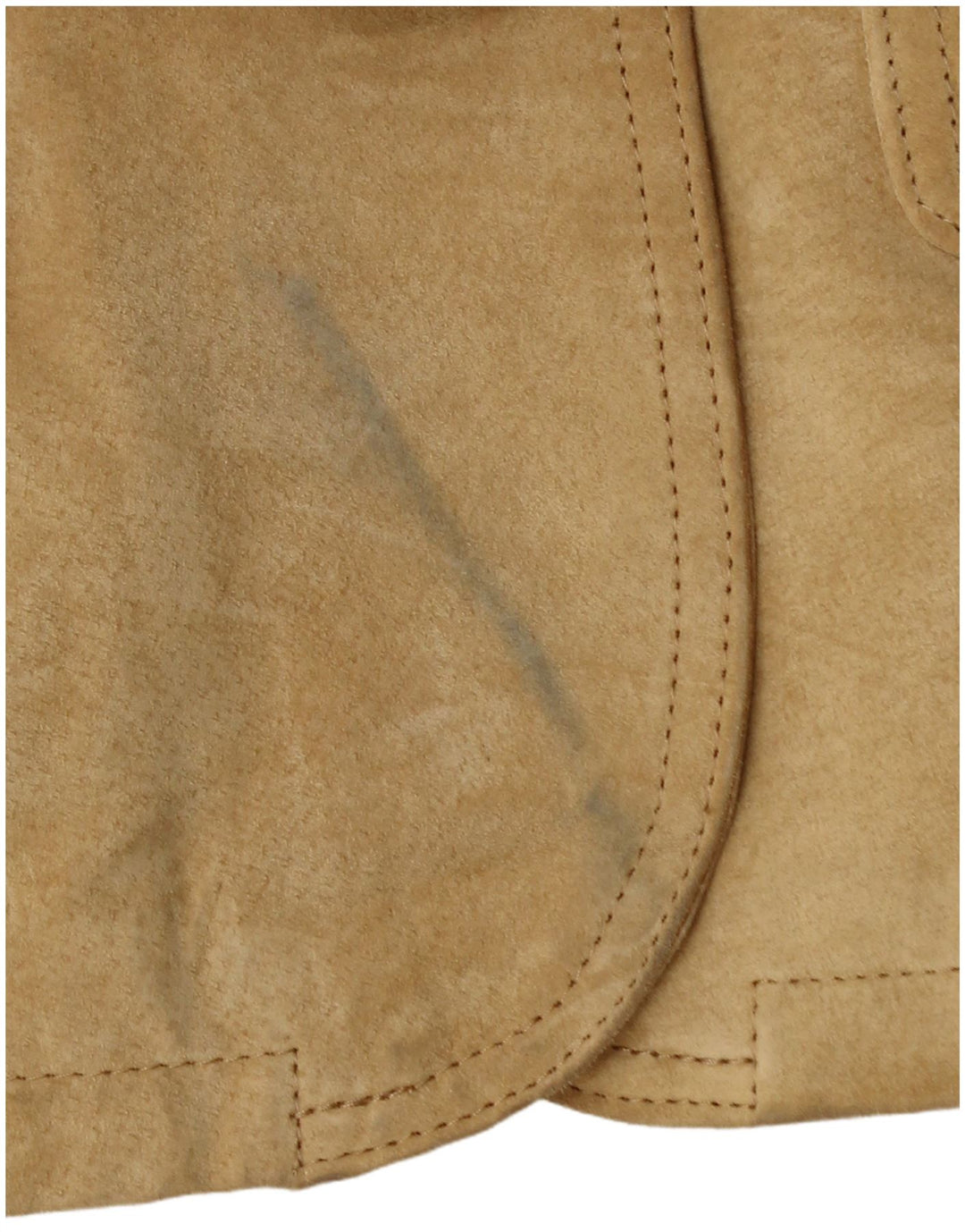Vintage Damen 2-Knopf-Wildleder-Blazerjacke UK 10 Kleines beiges Leder