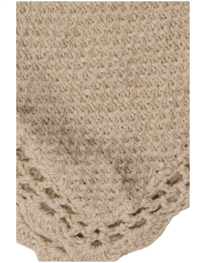 VINTAGE Damen-Ponchopullover mit Rollkragen, Einheitsgröße, aus weißer Wolle