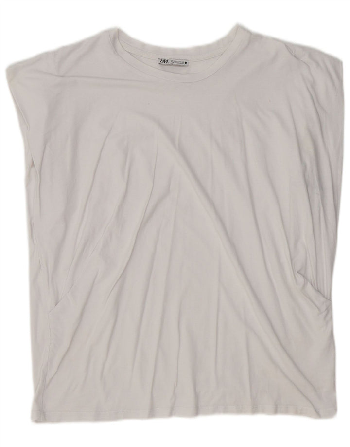 Zara Damen Übergroßes T-Shirt Top UK 10 Small Weiß