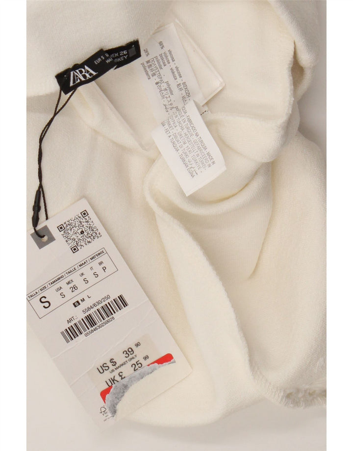 Gerader Damenrock von Zara, Größe S, Größe W26, weiße Viskose