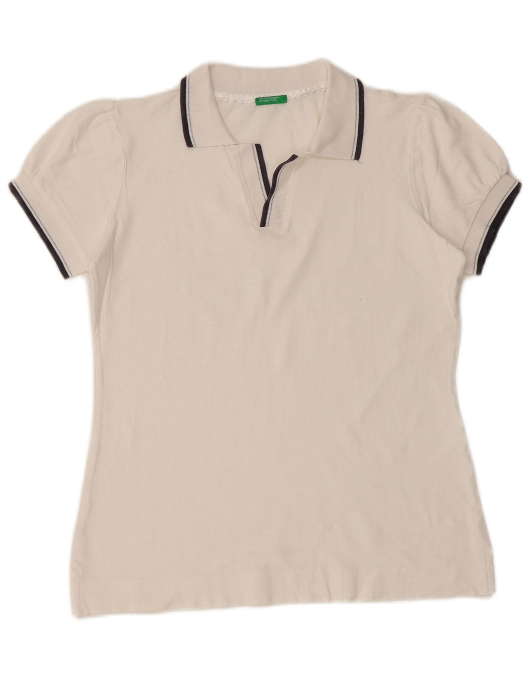 BENETTON Damen Poloshirt UK 12 Medium Weiß