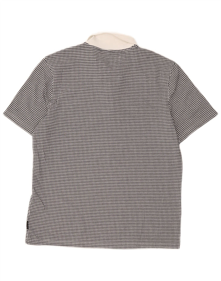 Ted Baker Herren-Rugby-Poloshirt, Größe 4, groß, schwarzes, geometrisches Polyester