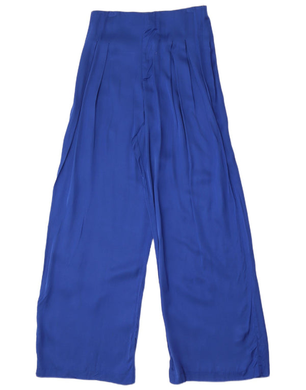 Zara Damen-Freizeithose mit hoher Taille und weitem Bein, mittelgroß, W28, L30, Blau