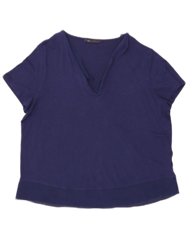 Marks & Spencer Damen Bluse Top UK 16 Large Marineblau Viskose