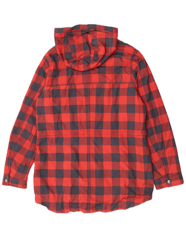 Columbia Womens Hooded Regular Fit Windbreaker Coat UK 16 Large Red Check