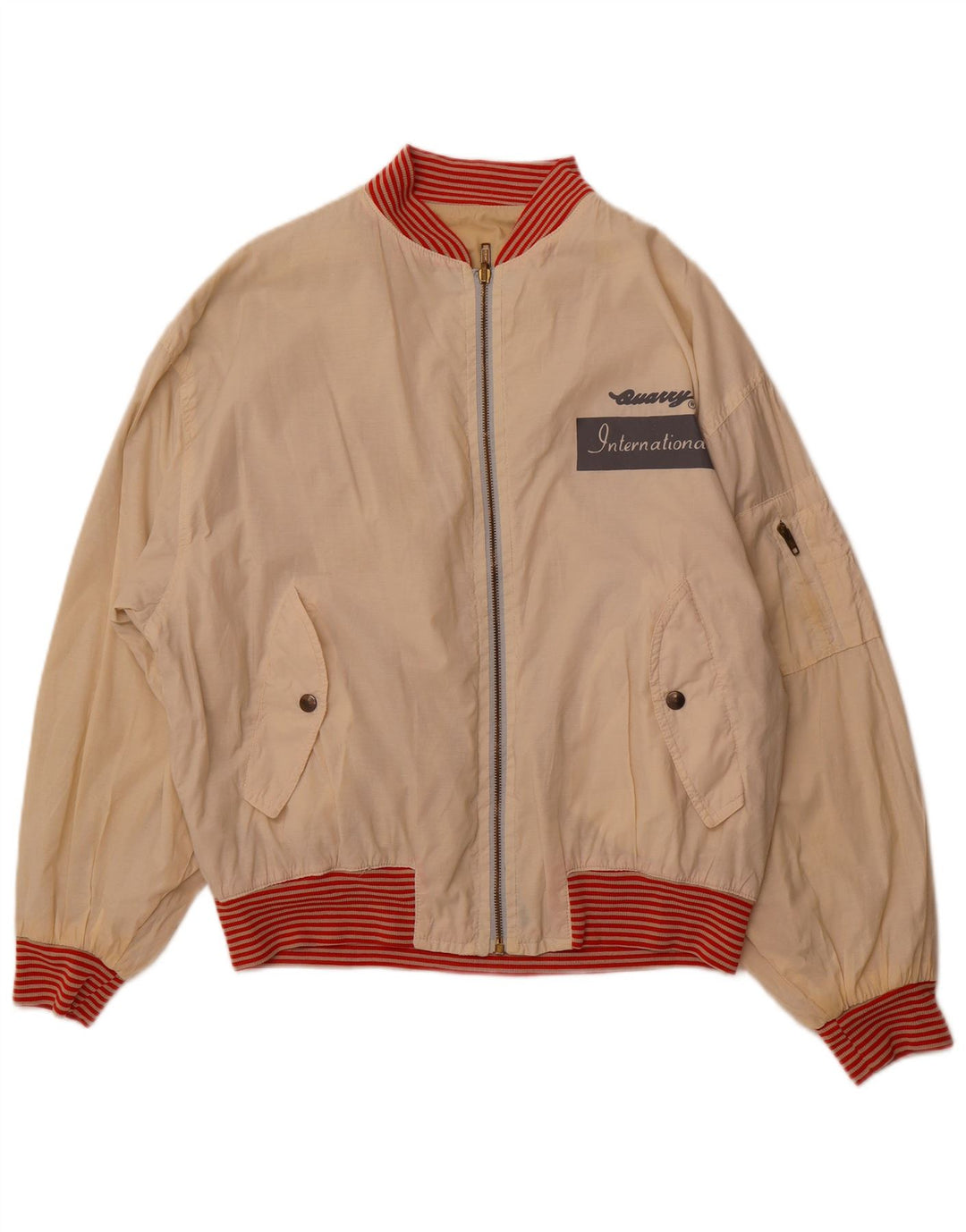 QUARRY Herren Graphic Reversible Jacke UK 42 XL Off White Cotton