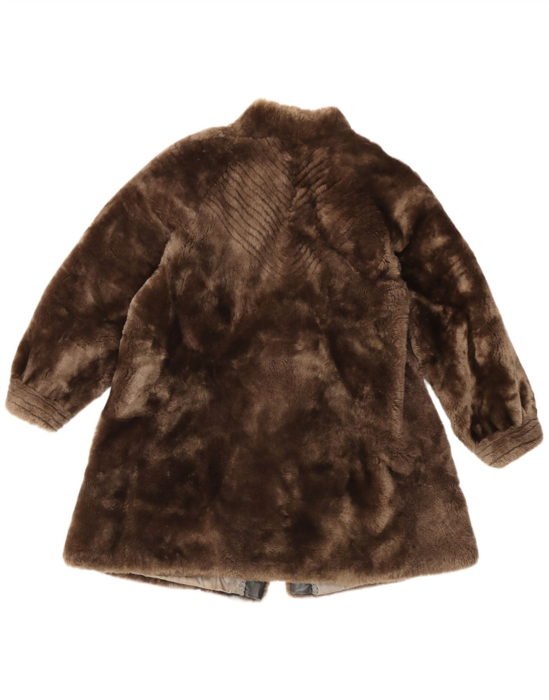 Vintage Damen Kunstfellmantel UK 12 Mittelbraun