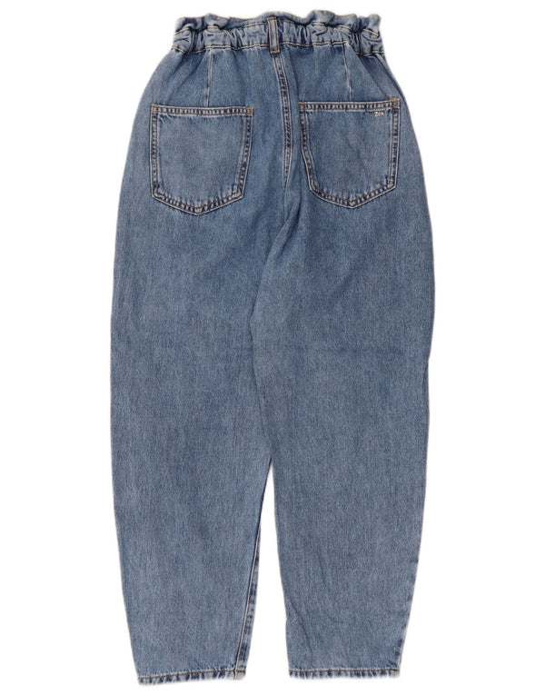 Zara Damen High Waist Tapered Jeans EU 34 2XS W24 L24 Blaue Baumwolle