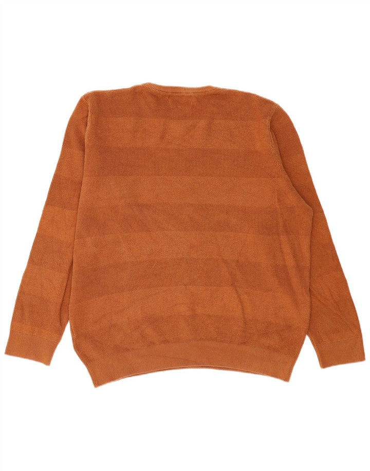 Marks & Spencer Herren-Pullover mit Rundhalsausschnitt, XL, braune Baumwolle