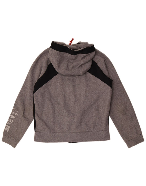 Nike Jungen-Kapuzenpullover mit grafischem Reißverschluss, 13–14 Jahre, XL, graue Blockfarben-Baumwolle