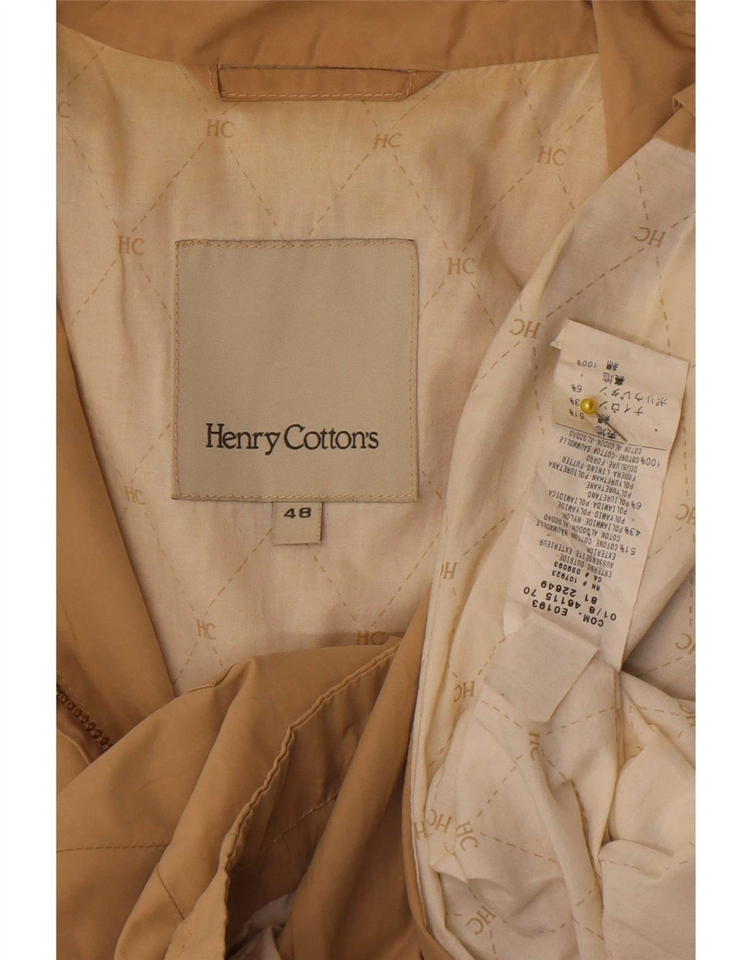 Henry Cottons Herren Bomberjacke IT 48 Mittelbeige Baumwolle