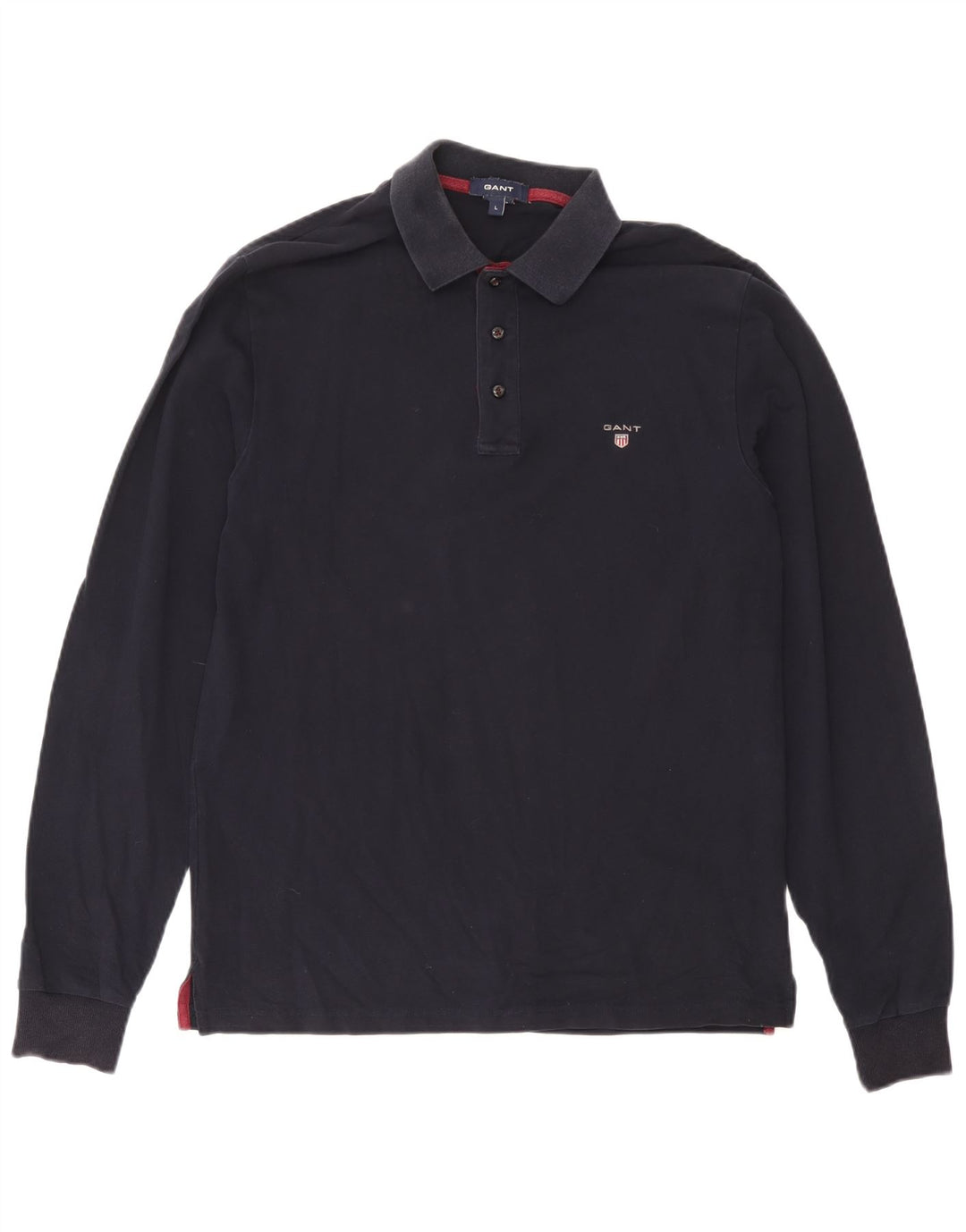 GANT Herren-Langarm-Poloshirt, groß, marineblau, Baumwolle