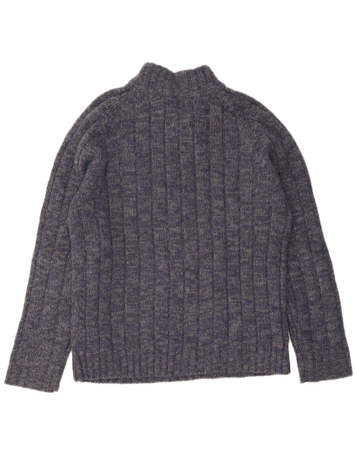 Marks & Spencer Herren-Pullover mit Reißverschluss am Hals, Mittelblau meliert