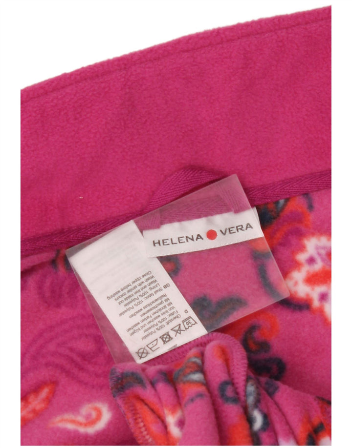 VINTAGE Damen Fleecejacke IT 46 Großes rosa geblümtes Polyester