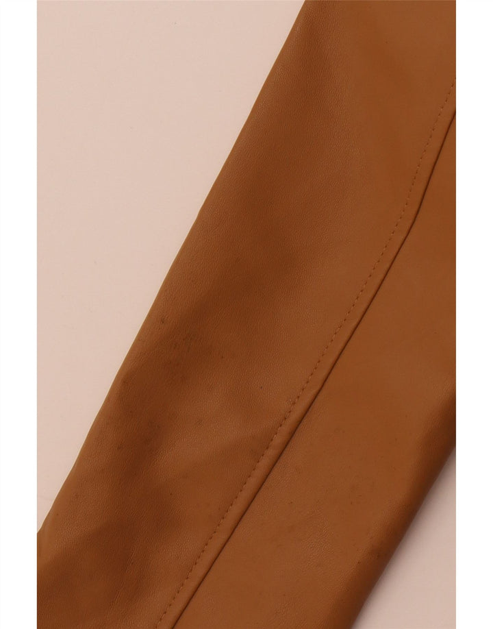 Zara Damen Crop Kunstlederjacke UK 10 Small Beige Polyester