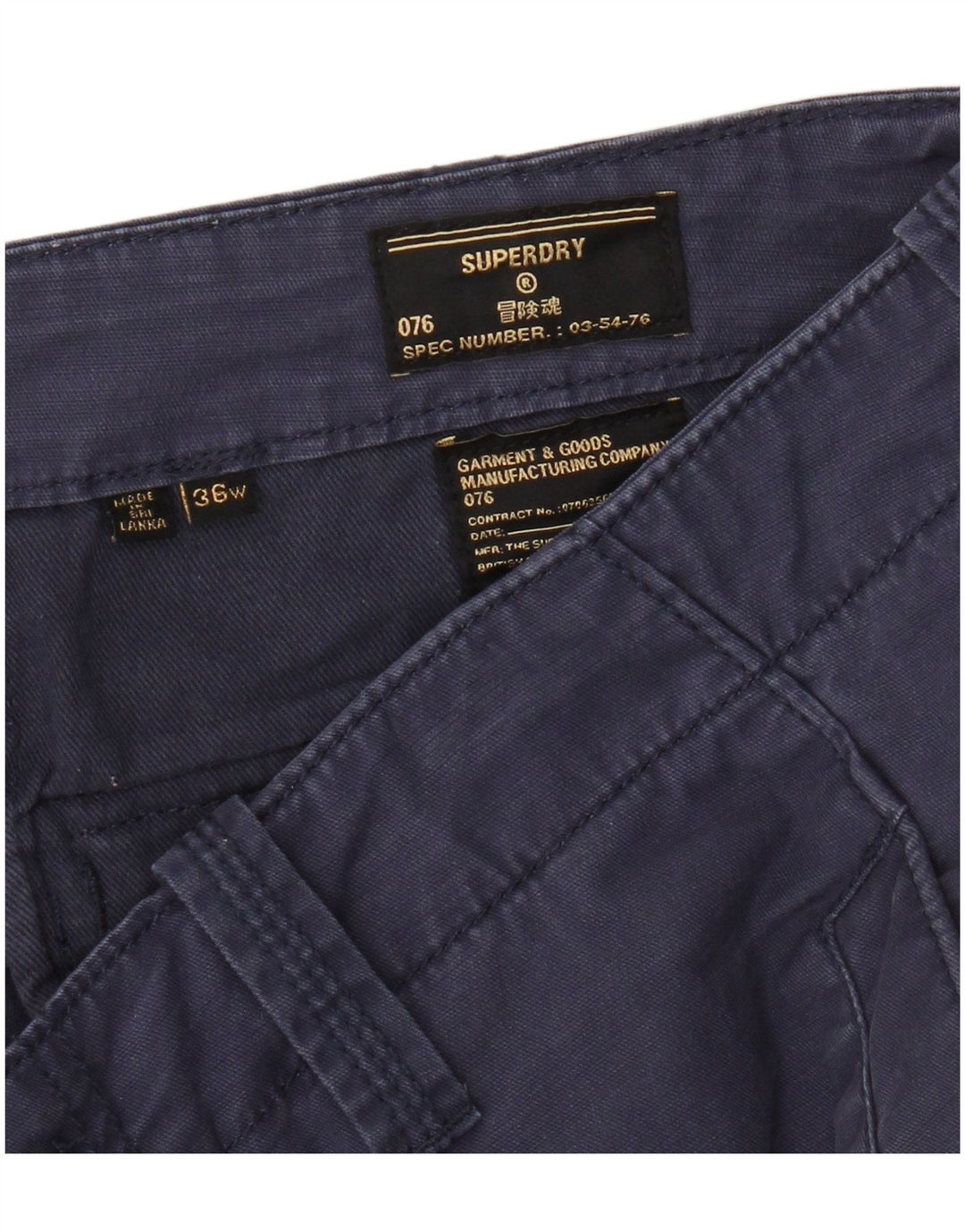 Superdry Herren Cargoshorts W36 Large Marineblau Baumwolle