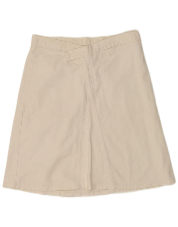 Benetton Damen Denim-A-Linien-Rock IT 44 Medium W30 Off White Cotton