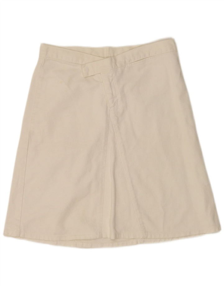 Benetton Damen Denim-A-Linien-Rock IT 44 Medium W30 Off White Cotton