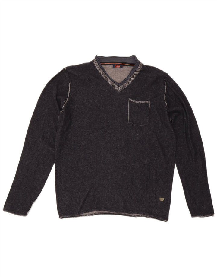 Avirex Herren-Pullover mit V-Ausschnitt, mittleres Marineblau