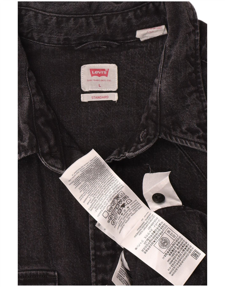 Levi's Herren Standard Denim Hemd Größe L Grau Baumwolle
