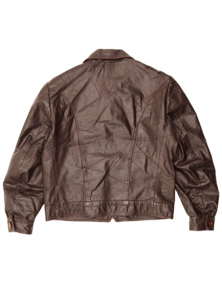 Eton Damen Lederjacke UK 12 Mittelbraunes Leder
