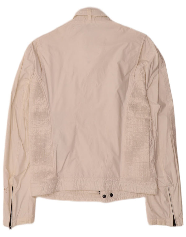 Blauer Damen Bomberjacke UK 10 Small Weißes Nylon