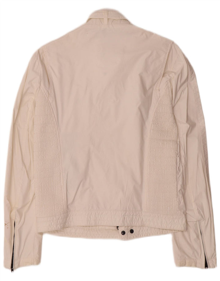 Blauer Damen Bomberjacke UK 10 Small Weißes Nylon