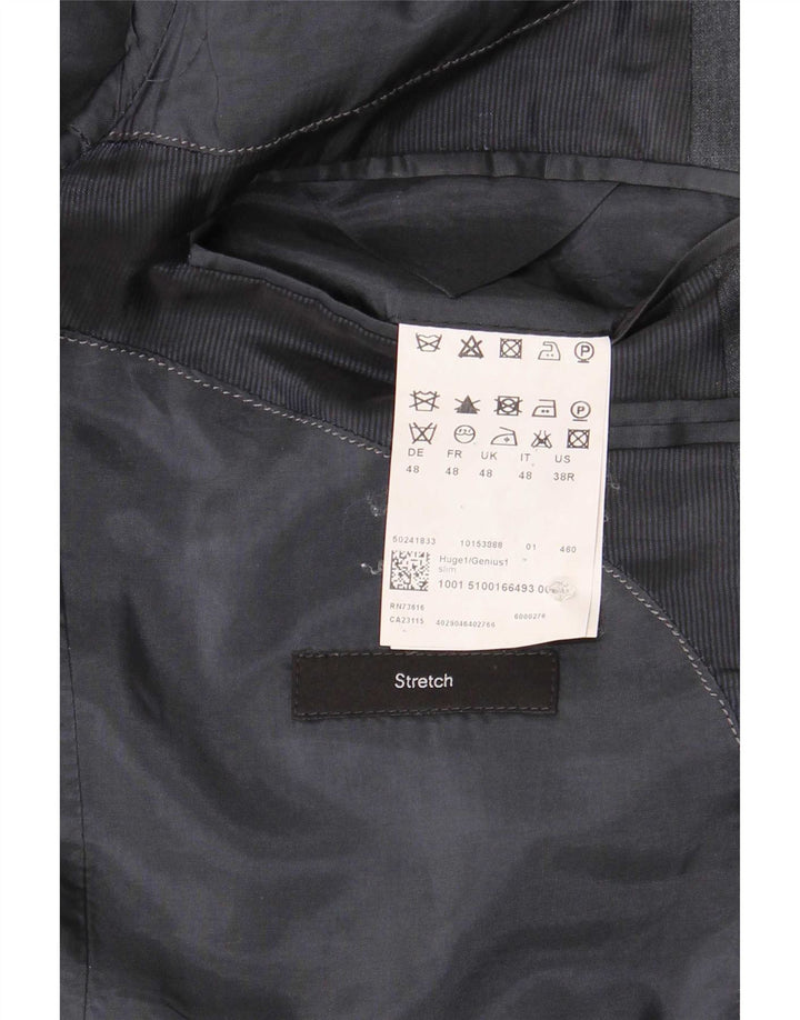 Hugo Boss Herren-Blazer mit 2 Knöpfen, EU 48, mittelmarineblaue Wolle