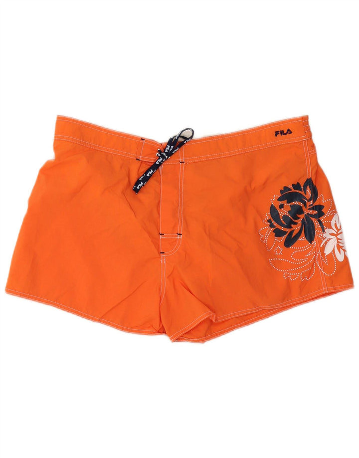 Fila Herren-Badeshorts mit Grafik, XL, orangefarbenes Blumenmuster, Polyester