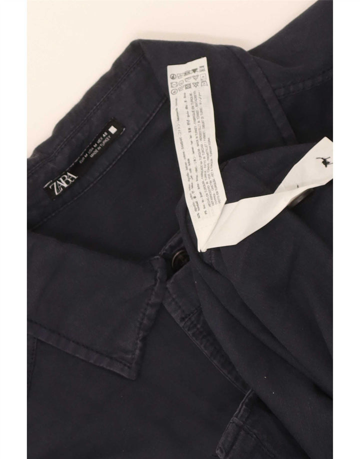Zara Herrenhemd aus mittelblauer Baumwolle in Marineblau